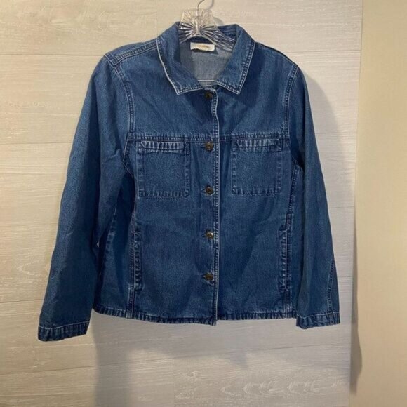 Talbots Casual Denim Jackets for Women Basic Long Sleeve Button Downs Jean coat - Picture 3 of 5